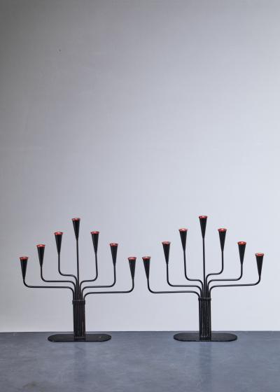 Ystad Metall Pair of Gunnar Ander candelabras for Ystad Sweden 1960s