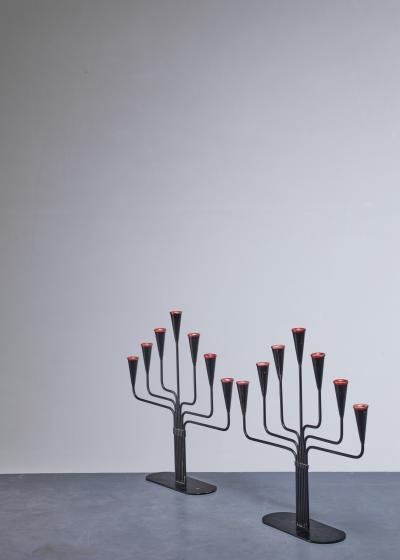 Ystad Metall Pair of Gunnar Ander candelabras for Ystad Sweden 1960s