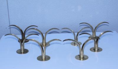  Ystad Metall Set of Eight Swedish Brass Candleholders By Ystad Metall