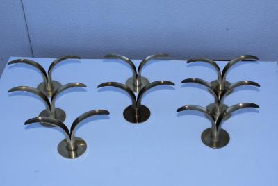  Ystad Metall Set of Eight Swedish Brass Candleholders By Ystad Metall