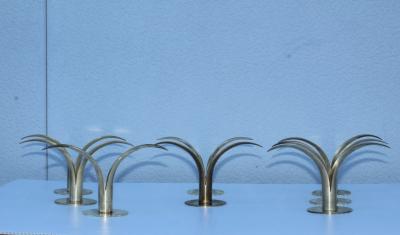  Ystad Metall Set of Eight Swedish Brass Candleholders By Ystad Metall