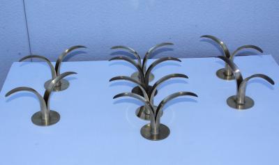  Ystad Metall Set of Eight Swedish Brass Candleholders By Ystad Metall