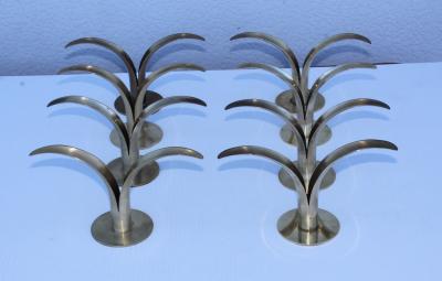  Ystad Metall Set of Eight Swedish Brass Candleholders By Ystad Metall