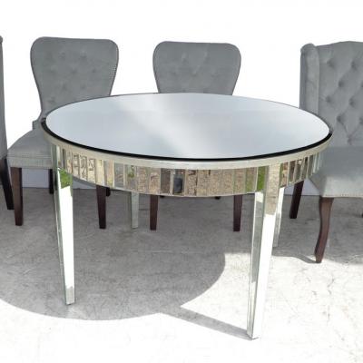  Z Gallerie Mirrored Table and Archer Dining Chairs by Z Gallerie
