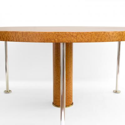  Zanotta ETTORE SOTTSASS OSPITE DINING TABLE BRIA WOOD VENEER 3 SILVER PLATED LEGS