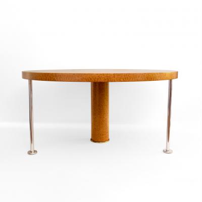  Zanotta ETTORE SOTTSASS OSPITE DINING TABLE BRIA WOOD VENEER 3 SILVER PLATED LEGS