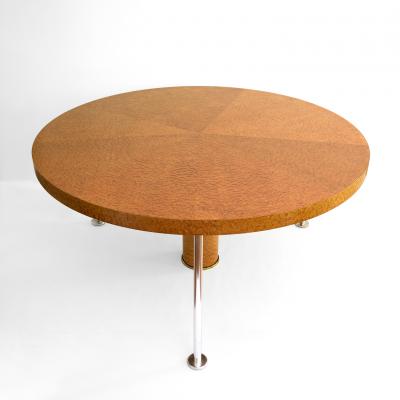  Zanotta ETTORE SOTTSASS OSPITE DINING TABLE BRIA WOOD VENEER 3 SILVER PLATED LEGS