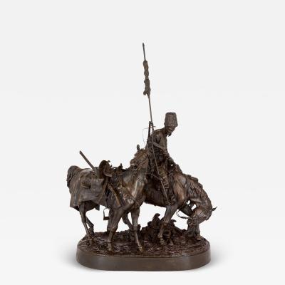  Zaporozhian Cossack After Battle Russian patinated bronze sculpture