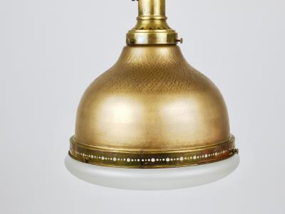  Zeiss Ikon 1920s Art Nouveau Brass Glass Pendant Lamp Ceiling Light Jena Germany