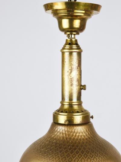  Zeiss Ikon 1920s Art Nouveau Brass Glass Pendant Lamp Ceiling Light Jena Germany