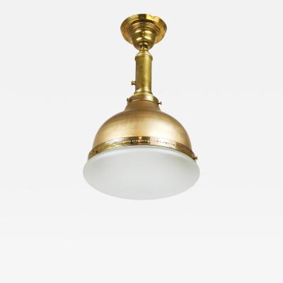  Zeiss Ikon 1920s Art Nouveau Brass Glass Pendant Lamp Ceiling Light Jena Germany