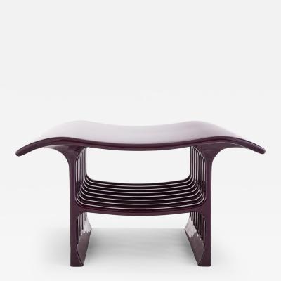  Zelonky Studios Contemporary Purple Wood Sculpted Bench with Acrylic Finish