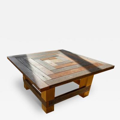  Zelonky Studios Geometric Square Rustic Wood Coffee Table