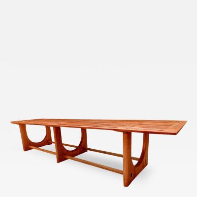  Zelonky Studios Mahogany Outdoor Coffee Table with Sculpted Base