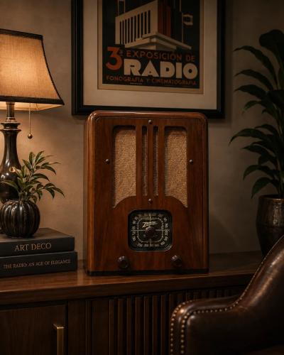  Zenith Electronics 1937 Zenith 5 R 135 Walnut Tombstone Tube Radio Restored with Bluetooth