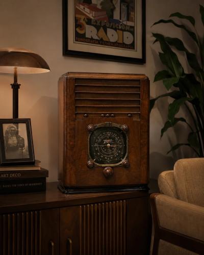  Zenith Electronics 1937 Zenith 6 S 128 Tombstone Walnut Tube Radio Restored with Bluetooth