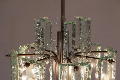  ZeroQuattro Italian Mid Century Crystal Chandelier Zero Quattro for Fontana Arte 1960s