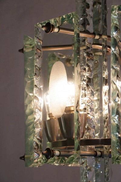  ZeroQuattro Italian Mid Century Crystal Chandelier Zero Quattro for Fontana Arte 1960s