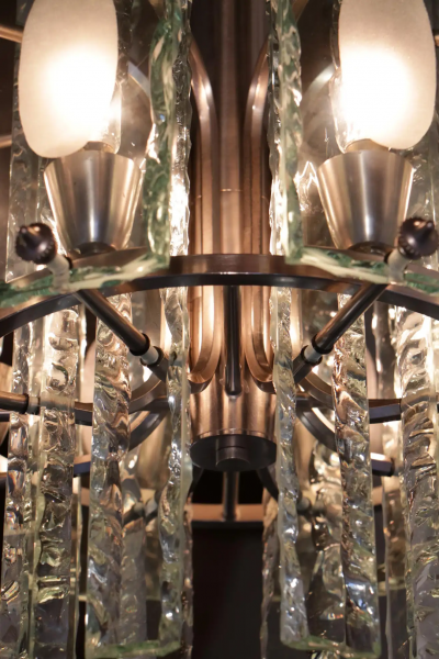  ZeroQuattro Italian Mid Century Crystal Chandelier Zero Quattro for Fontana Arte 1960s