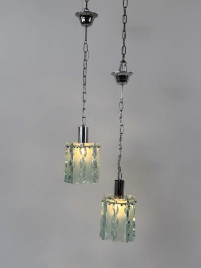  ZeroQuattro Set of Two Elegant Mid Century Modern Pendant Lamps by Zero Quattro Italy 1970s