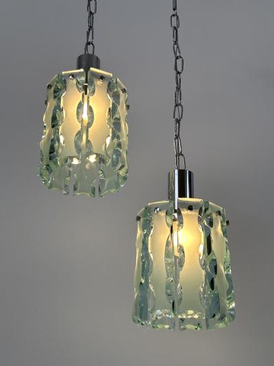  ZeroQuattro Set of Two Elegant Mid Century Modern Pendant Lamps by Zero Quattro Italy 1970s