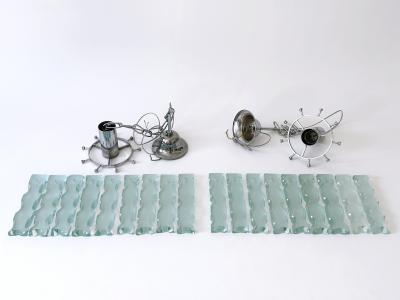  ZeroQuattro Set of Two Elegant Mid Century Modern Pendant Lamps by Zero Quattro Italy 1970s