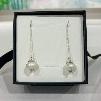 Zohar Long Silver Chain Earrings