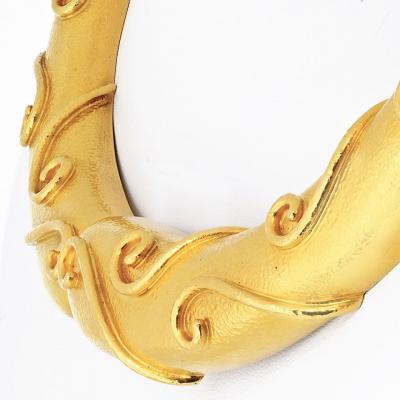 Zolotas Zolotas 22K Yellow Gold Scroll Hammered Hinged Choker Necklace