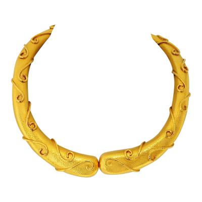  Zolotas Zolotas 22K Yellow Gold Scroll Hammered Hinged Choker Necklace