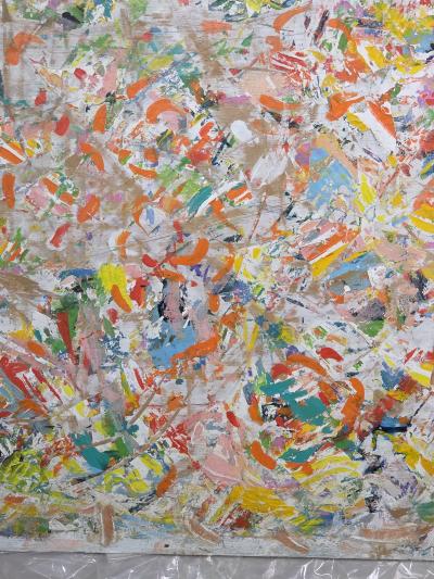  Zoragozo Zoragozo Signed Abstract Acrylic on Layered Panels c 1970 63 x 63 inches