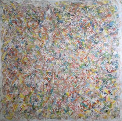  Zoragozo Zoragozo Signed Abstract Acrylic on Layered Panels c 1970 63 x 63 inches