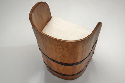  by M belfabrik Pine Barrel Armchair by by M belfabrik Sweden 1940s