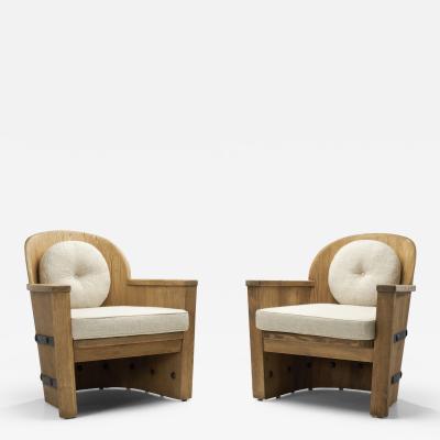  by M belfabrik Pine and Iron Easy Chairs by by M belfabrik Sweden 1930s