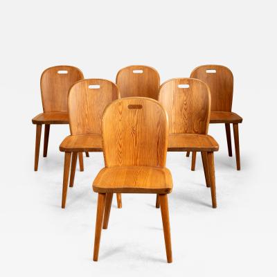  by M belfabrik Set of Six Model SMI 110 Pine Cabin Chairs by by M belfabrik Sweden 1940s