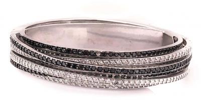  de Grisogono Allegra de Grisogono Style White and Colored Black Diamond Bangle 14 Karat
