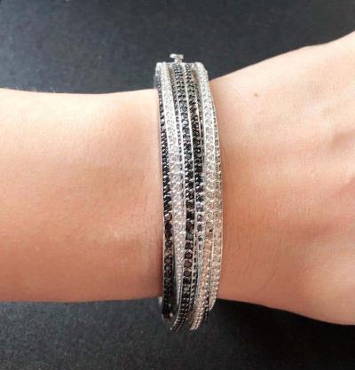  de Grisogono Allegra de Grisogono Style White and Colored Black Diamond Bangle 14 Karat