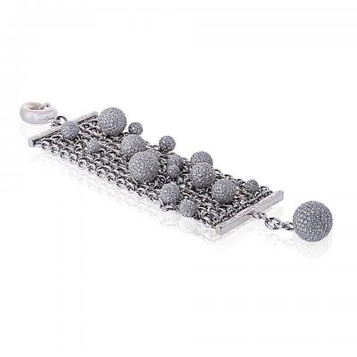  de Grisogono De Grisogono Boule 18K White Gold Pave Diamonds Bracelet