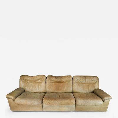  de Sede 1970s Cognac Leather de Sede Model DS 3 Seat Sofa Switzerland