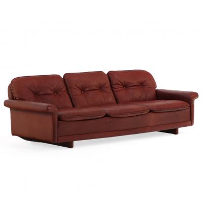 de Sede 1970s Danish Oxblood Leather Sofa in the Style of De Sede by Thams Kvalitet