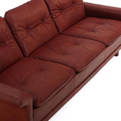  de Sede 1970s Danish Oxblood Leather Sofa in the Style of De Sede by Thams Kvalitet