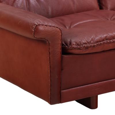  de Sede 1970s Danish Oxblood Leather Sofa in the Style of De Sede by Thams Kvalitet