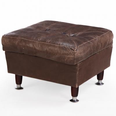  de Sede 1970s Swiss Leather Lounge Chair Ottoman in the Style of De Sede