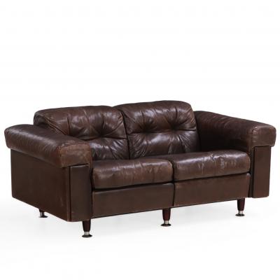  de Sede 1970s Swiss Modern Leather Loveseat in the Style of De Sede