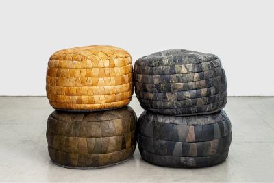  de Sede DE SEDE LEATHER ZIG ZAG PATCHWORK OTTOMANS