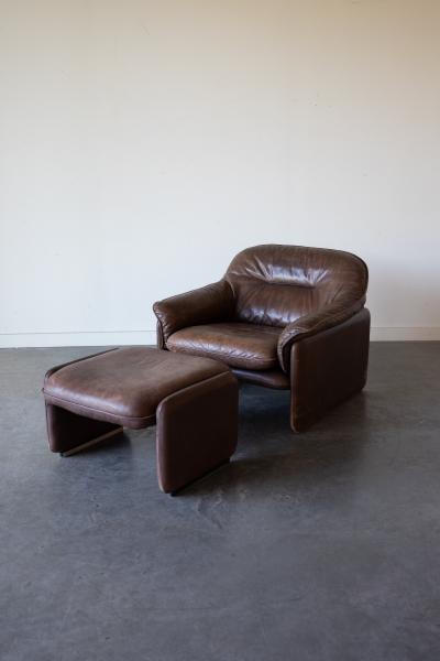  de Sede DS 16 Leather Lounge Chair and Ottoman by De Sede