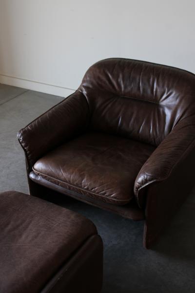  de Sede DS 16 Leather Lounge Chair and Ottoman by De Sede