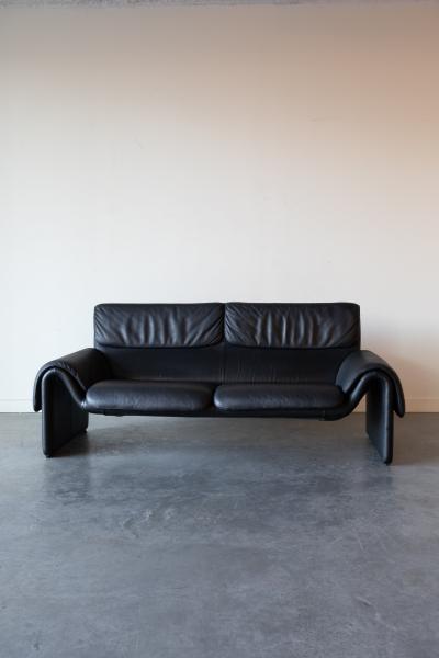  de Sede DS 2011 in Black Leather Sofa by De Sede