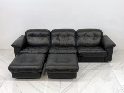  de Sede De Sede DS 101 James Bond Reclining Leather 3 Seat Sofa With 2 Ottomans