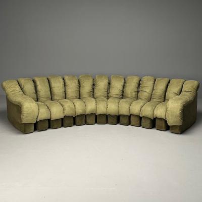  de Sede De Sede Mid Century Modern DS 600 Non Stop Sectional Sofa Green Fabric