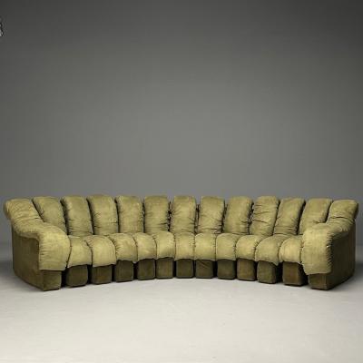  de Sede De Sede Mid Century Modern DS 600 Non Stop Sectional Sofa Green Fabric